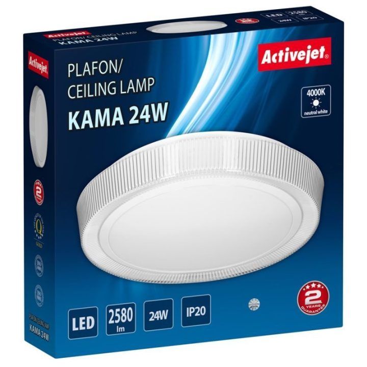 Lubinis LED šviestuvas Activejet AJE-KAMA, 24 W, 40 cm, baltas