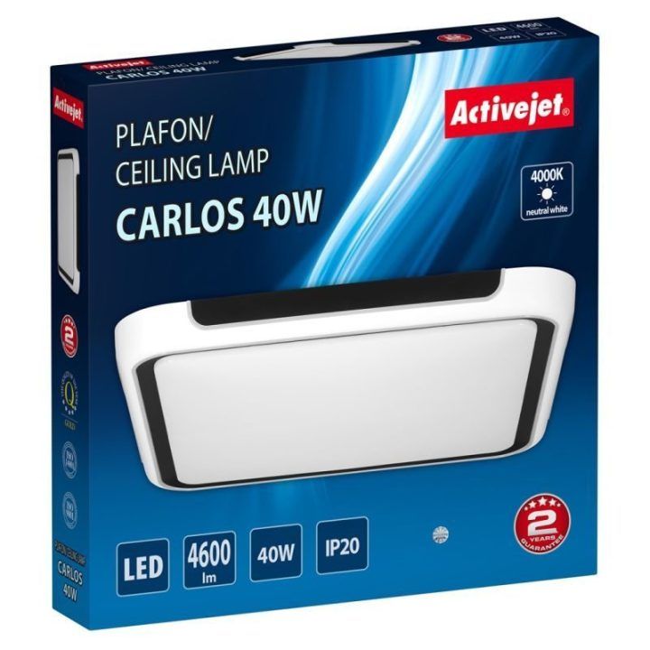 LED plafonas Activejet AJE-CARLOS, 40 W, 510 × 510 × 85 mm