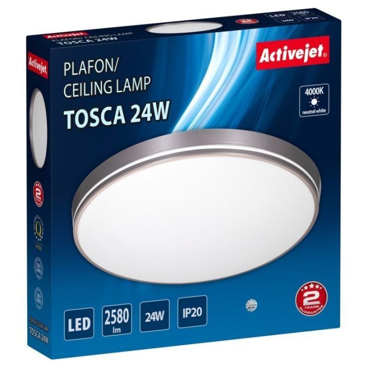 Plafonas LED Activejet AJE-TOSCA, 24 W, ø 40 cm, pilkas