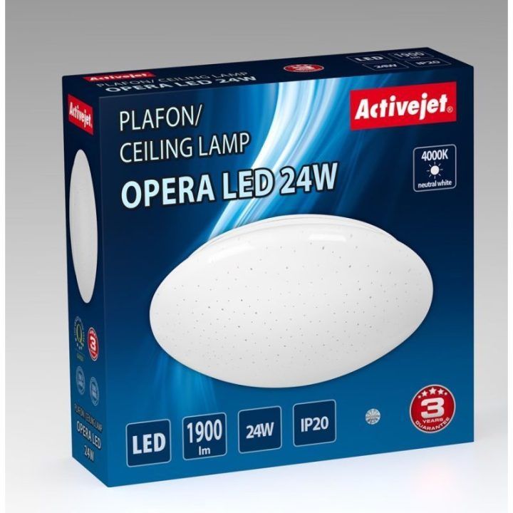 Apvalus LED lubinis šviestuvas Activejet OPERA, 24 W, baltas