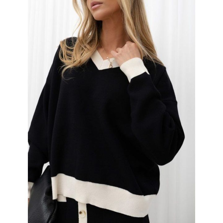 Moteriškas megztinio ir sijono komplektas Italy Moda, juodas ir smėlio