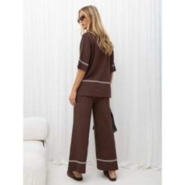 Moteriškas megztinio ir kelnių komplektas Italy Moda, rudas