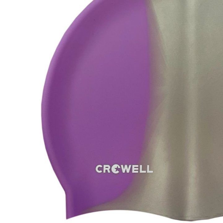 Silikoninė plaukimo kepuraitė Crowell Multi Flame, violetinė ir sidabrinė