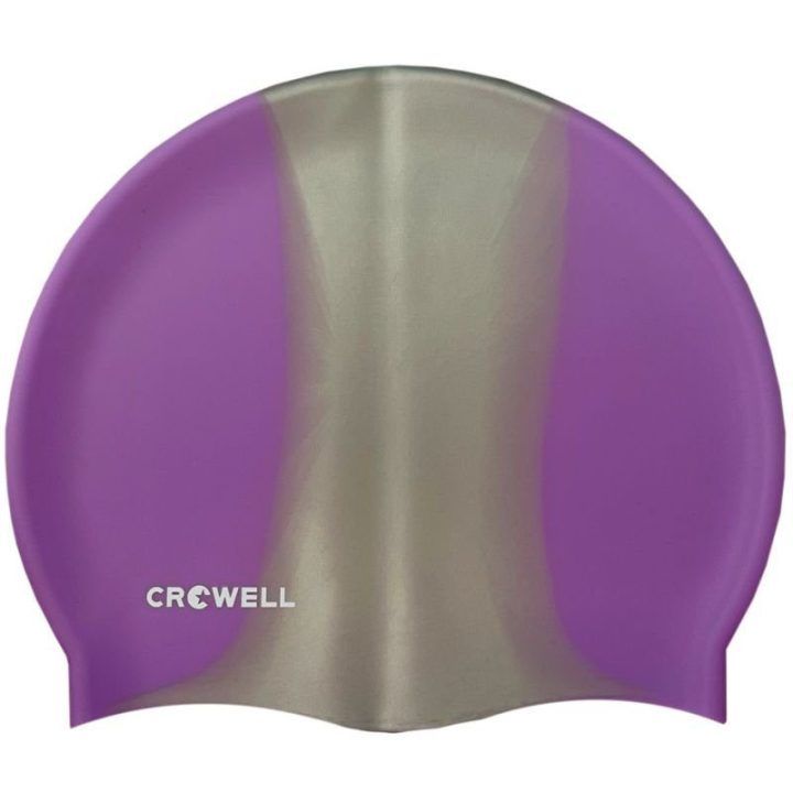 Silikoninė plaukimo kepuraitė Crowell Multi Flame, violetinė ir sidabrinė
