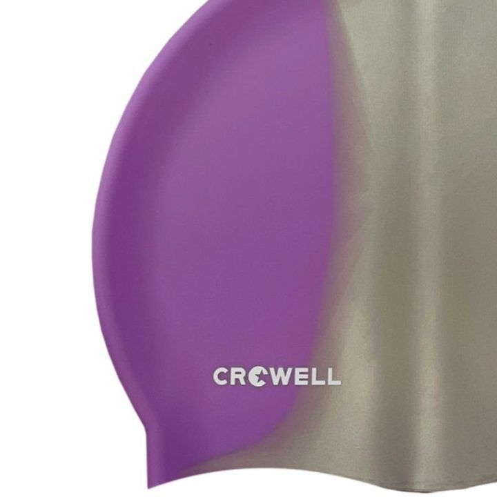 Silikoninė plaukimo kepuraitė Crowell Multi Flame, violetinė ir sidabrinė