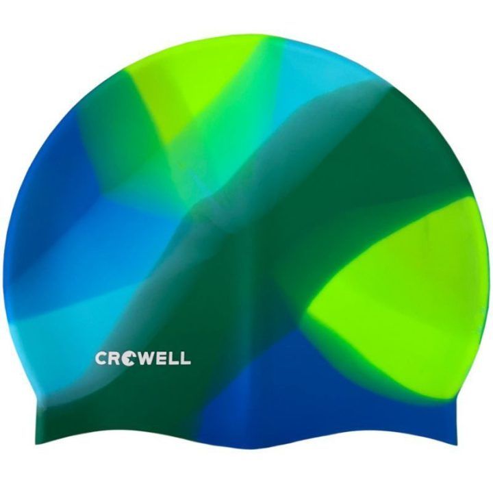 Silikoninė plaukimo kepuraitė Crowell Multi Flame, žalia ir mėlyna