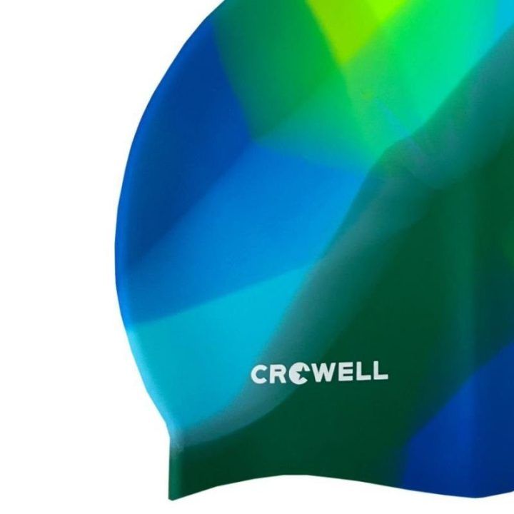 Silikoninė plaukimo kepuraitė Crowell Multi Flame, žalia ir mėlyna
