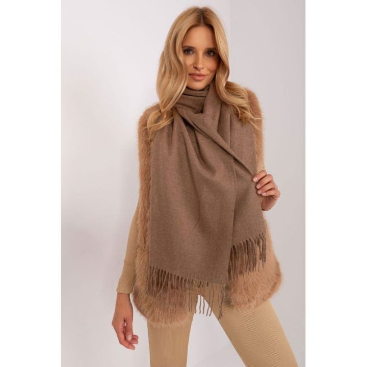 Moteriška ilga skara su kutais Wool Fashion Italia, ruda
