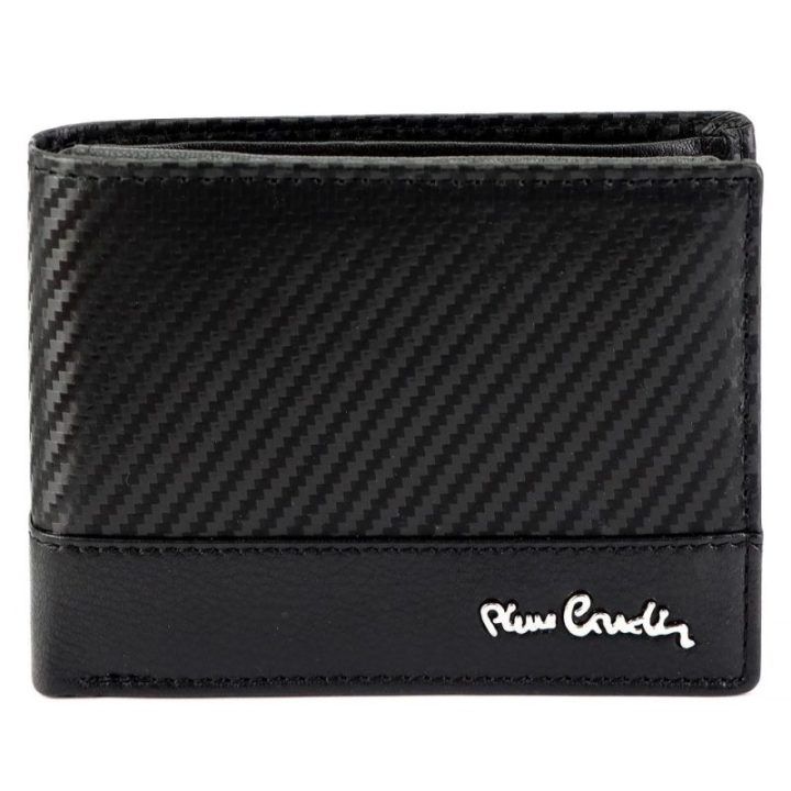 Vyriška natūralios odos piniginė Pierre Cardin, 12 × 9,5 cm, juoda