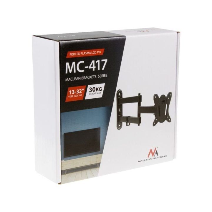 Sieninis televizoriaus laikiklis Maclean MC-417, 13–32 colių, juodas