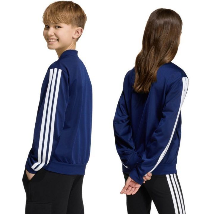Vaikiškas džemperis su užtrauktuku adidas, tamsiai mėlynas