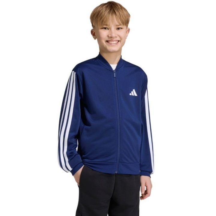 Vaikiškas džemperis su užtrauktuku adidas, tamsiai mėlynas