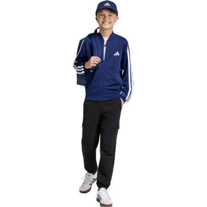 Vaikiškas džemperis su užtrauktuku adidas, tamsiai mėlynas