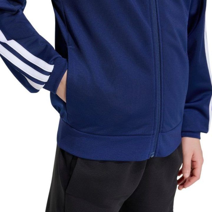 Vaikiškas džemperis su užtrauktuku adidas, tamsiai mėlynas