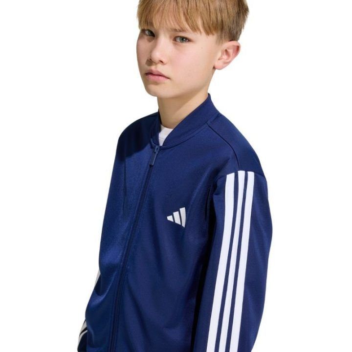 Vaikiškas džemperis su užtrauktuku adidas, tamsiai mėlynas