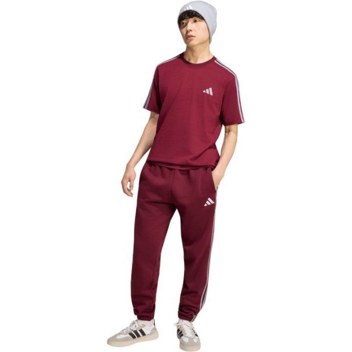 Vyriškos pašiltintos kelnės adidas Essentials 3-Stripes, bordo