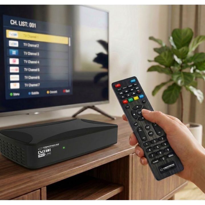 DVB-T2 imtuvas Esperanza EV108R su H.265/HEVC, juodas