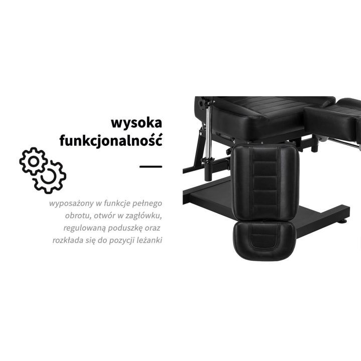 Tatuiravimo krėslas su hidrauliniu keltuvu Pro Ink 601A, juodas