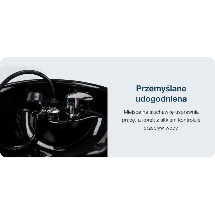 Kirpyklos plovimo kriauklė su reguliuojamu dubeniu Hair System Komodo, juoda
