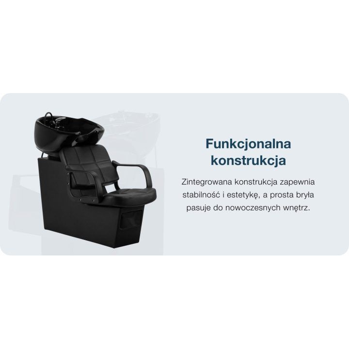 Kirpyklos plovimo kriauklė su reguliuojamu dubeniu Hair System Komodo, juoda