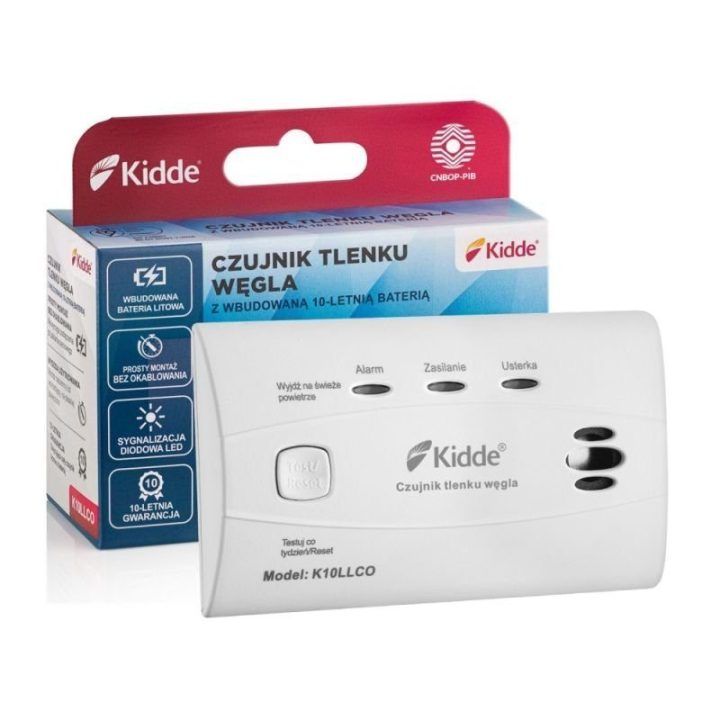 Anglies monoksido detektorius Kidde K10LLCO, 85 dB, baltas