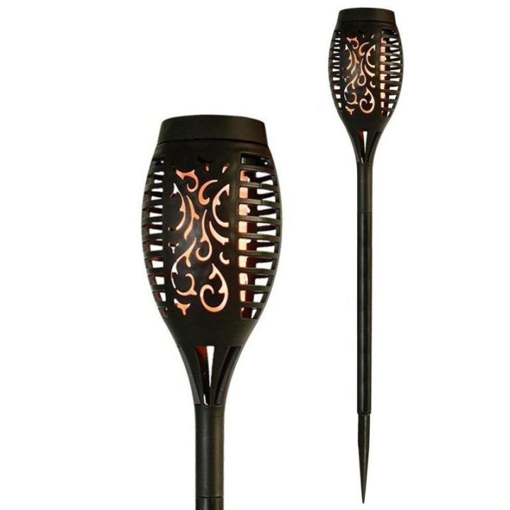 Saulės sodo fakelas su liepsnos efektu Saska Garden, 50 cm, juodas