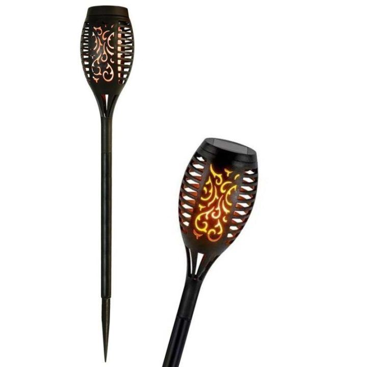 Saulės sodo fakelas su liepsnos efektu Saska Garden, 50 cm, juodas