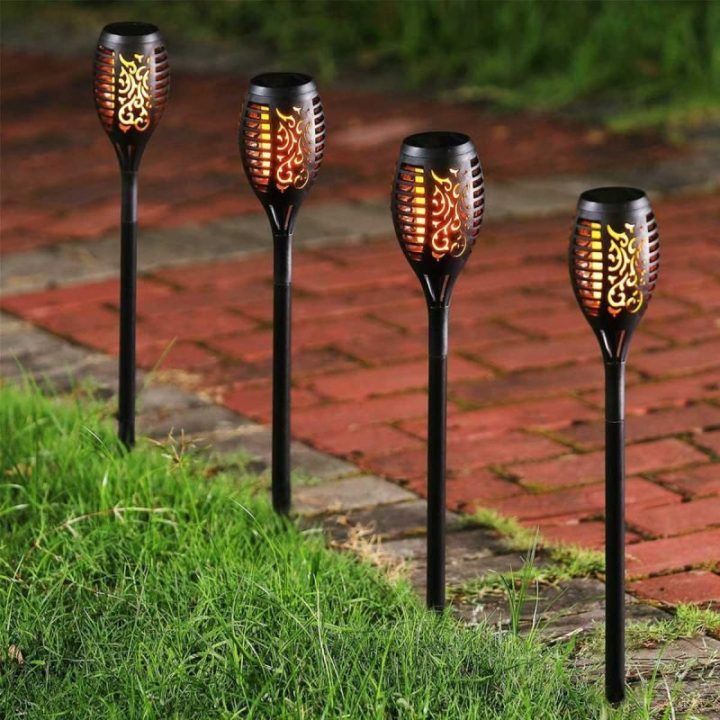 Saulės sodo fakelas su liepsnos efektu Saska Garden, 50 cm, juodas