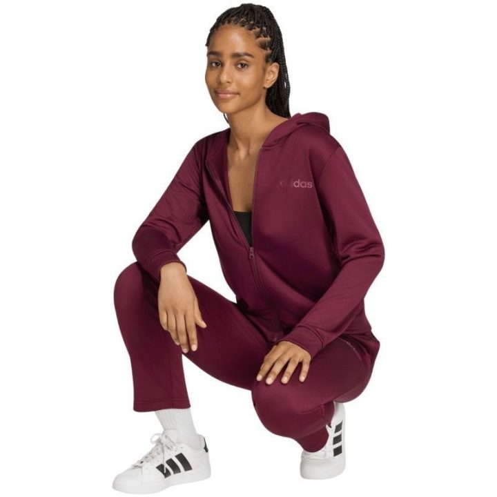 Moteriškas sportinis kostiumas adidas Essentials Linear, bordo