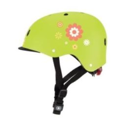 Vaikiškas šalmas su gėlėmis Globber Elite Lights, XS/S dydis, žalias