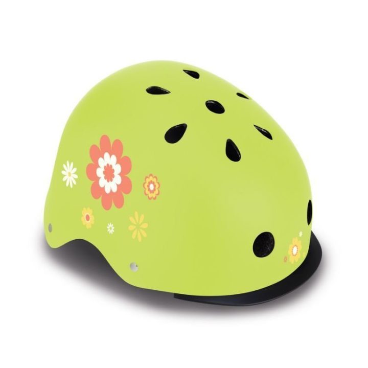 Vaikiškas šalmas su gėlėmis Globber Elite Lights, XS/S dydis, žalias
