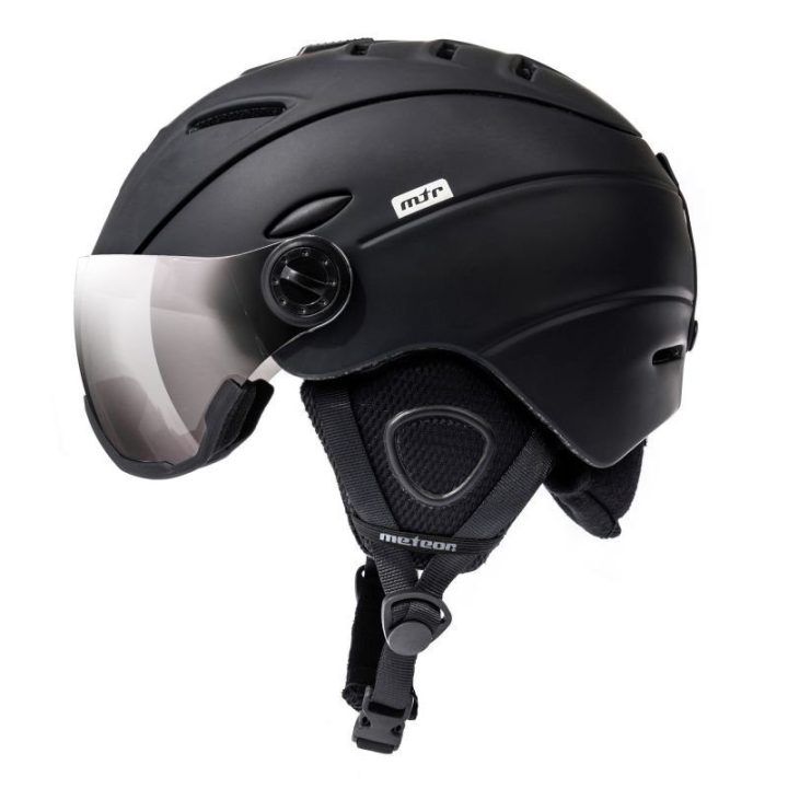 Slidinėjimo šalmas su skydeliu Meteor Holo, S dydžio, juodas