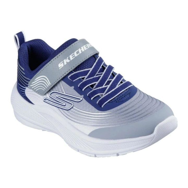 Vaikiški sportbačiai Skechers Microspec Advance, tamsiai mėlyni ir šviesiai pilki