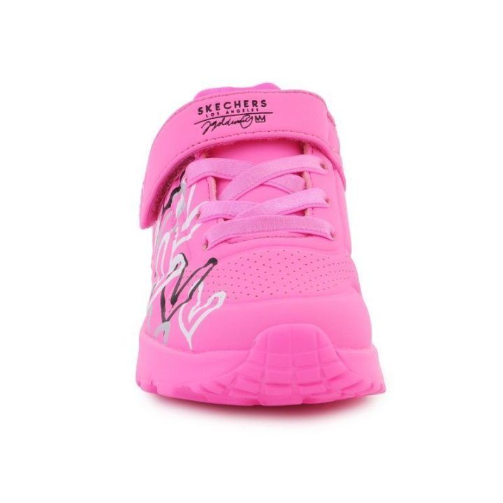 Vaikiški sportbačiai su širdelėmis Skechers Uno Lite, rožiniai/margi