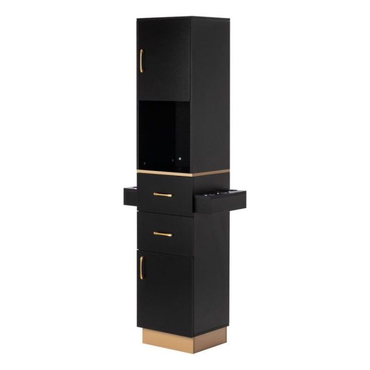 Kirpyklos darbo stotis Gabbiano Totem, juoda su aukso detalėmis