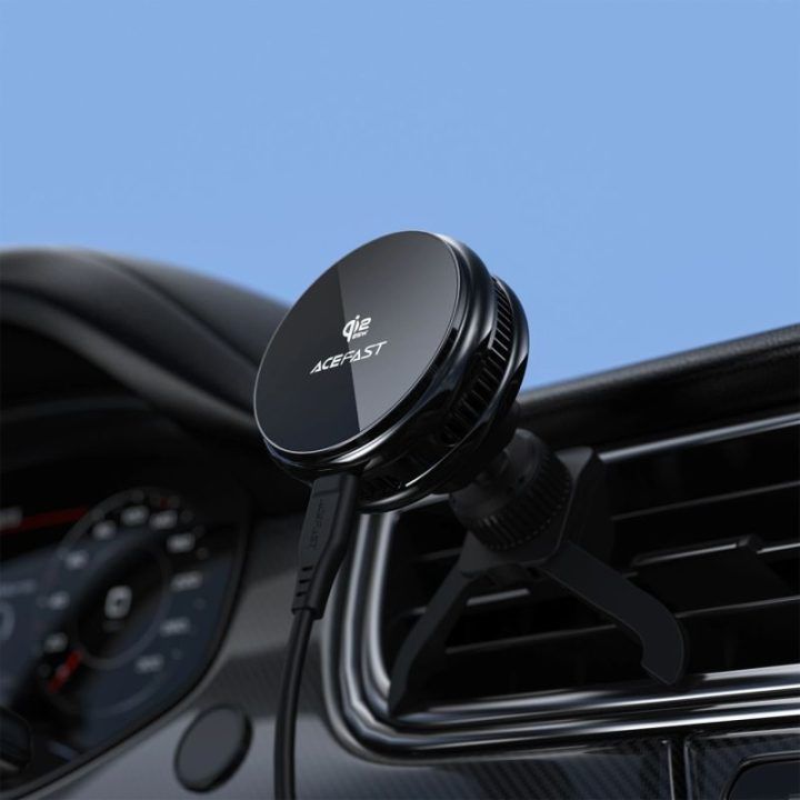 Automobilinis telefono laikiklis Qi2 25 W Acefast D66, juodas