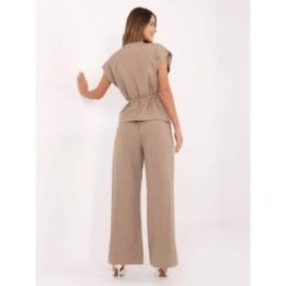 Moteriškas liemenės ir kelnių komplektas Moda Italy, tamsiai smėlio