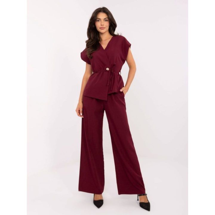Moteriškas liemenės ir kelnių komplektas Moda Italy, bordo