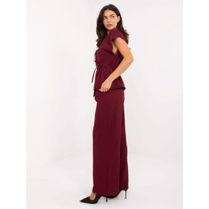 Moteriškas liemenės ir kelnių komplektas Moda Italy, bordo
