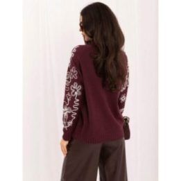Moteriškas viskozės megztinis su siuvinėjimu Italy Moda, bordo