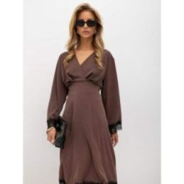 Moteriška platėjanti midi suknelė Italy Moda, tamsiai smėlio
