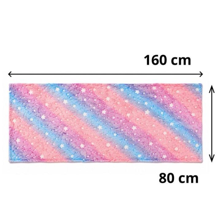 Vaikiškas kilimėlis su šviečiančiomis žvaigždėmis, 160 × 80 cm, įvairiaspalvis