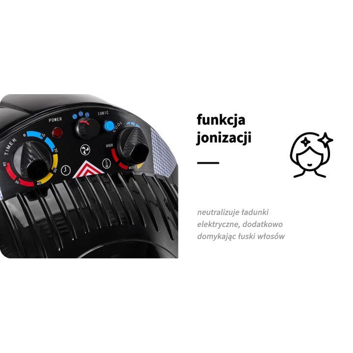 Kirpyklos džiovintuvas su jonizacija Gabbiano Centurion LVI-203S, juodas