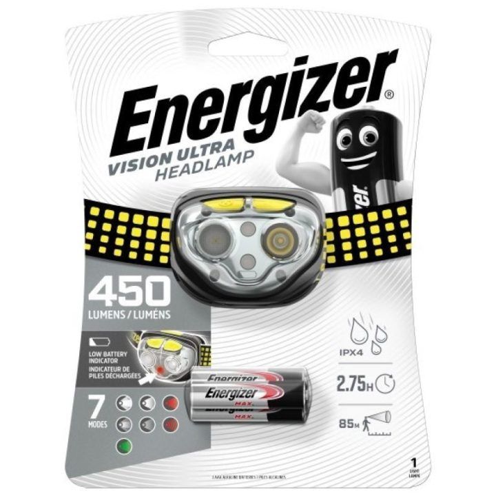 Galvos žibintuvėlis Energizer Vision Ultra, 450 lm, juodas ir sidabrinis