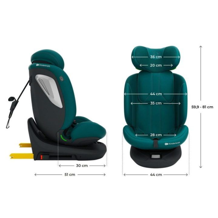 Vaikiška automobilinė kėdutė Kinderkraft I-Grow 2 Plus, žalia