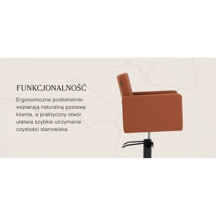 Kirpyklos krėslas su hidrauliniu keltuvu Gabbiano Vitoria, rudas