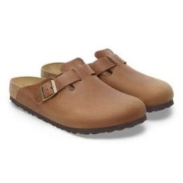 Natūralios odos šlepetės Birkenstock Boston LEOI, konjako