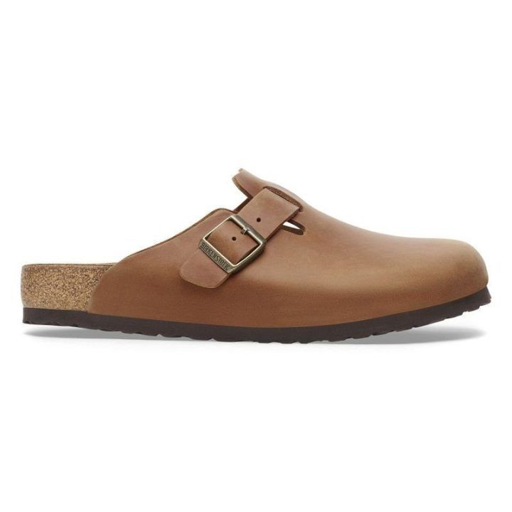 Natūralios odos šlepetės Birkenstock Boston LEOI, konjako
