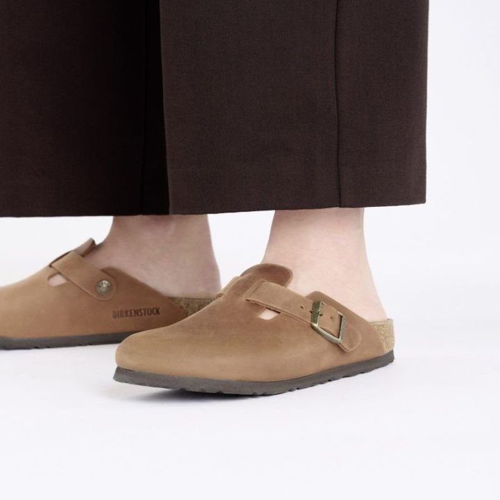 Natūralios odos šlepetės Birkenstock Boston LEOI, konjako