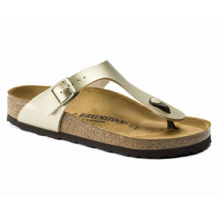 Šlepetės per pirštą siaurai pėdai Birkenstock Gizeh BF, aukso